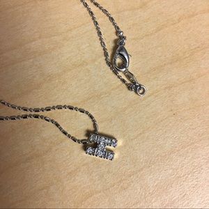 Pave stoned "H" initial necklace